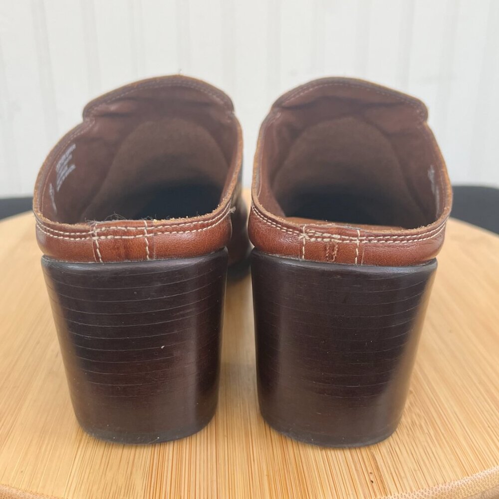 Leather Slip-on Mules Heels Women's Size 7M - Picture 6 of 10